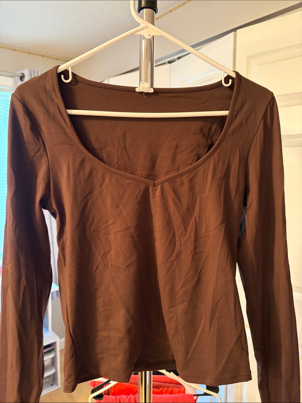 Garage Women's Long-Sleeve Scoop Neck Top — Chocolate Brown